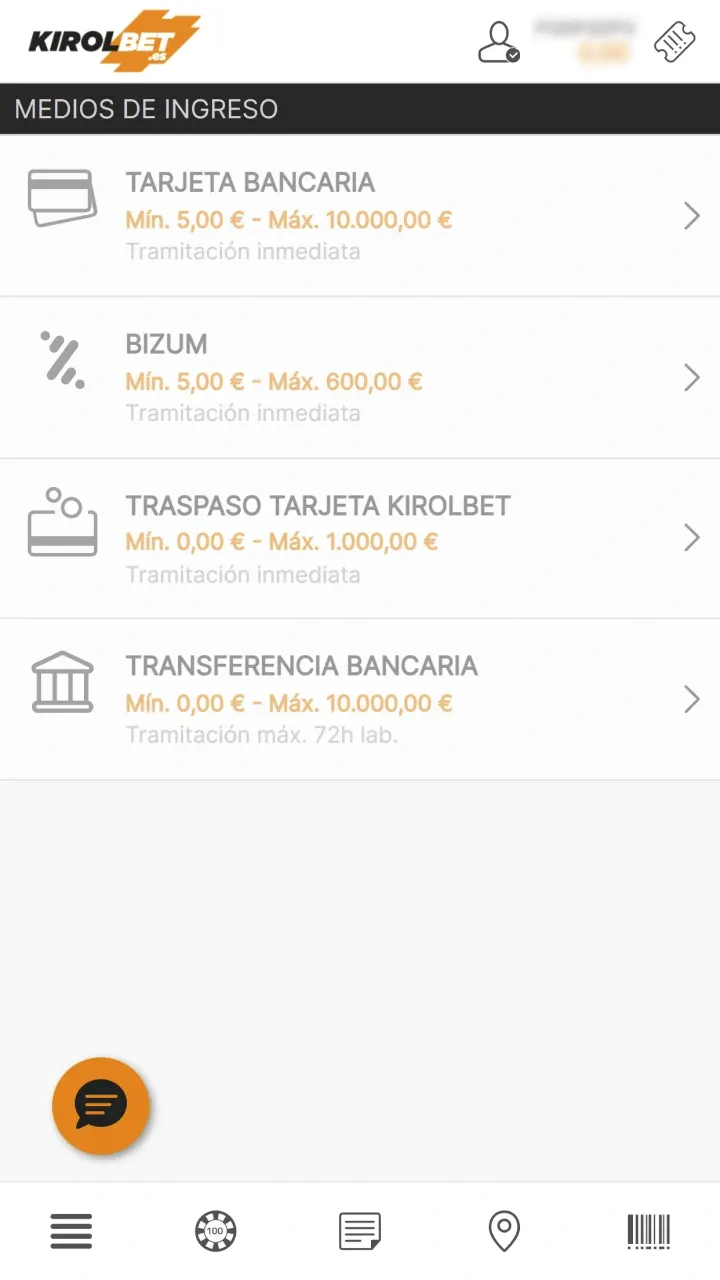 Realiza tu primer depósito en Kirolbet.